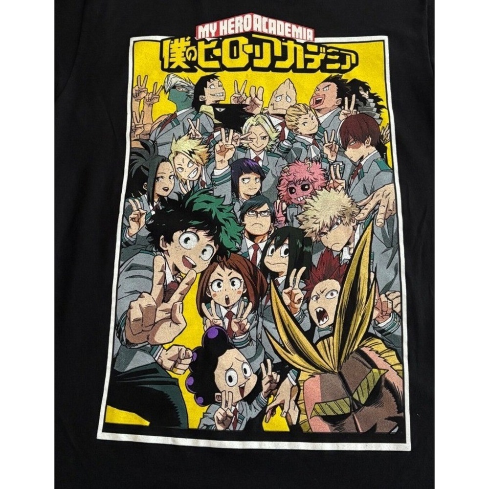 My Hero Academia Anime Graphic Tee Black Crew Neck‎ Short Sleeve M